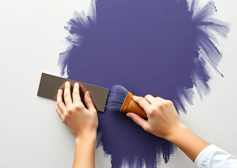 Application d'un enduit décoratif à la lisseuse sur un mur