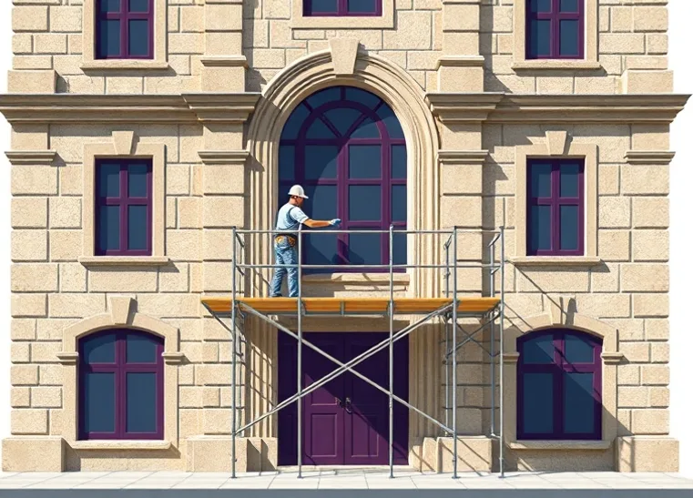 Ravalement de façade en pierre, nettoyage et application d'enduit