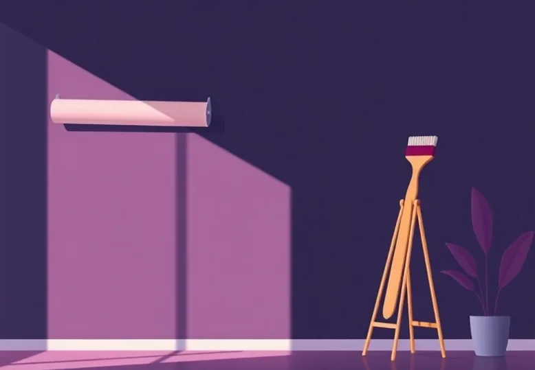 Pose de papier peint, rouleau et brosse à maroufler